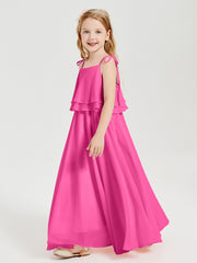Chiffon Junior Bridesmaid Dresses Long Cascading Skirt Azalea