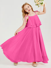 Chiffon Junior Bridesmaid Dresses Long Cascading Skirt Azalea