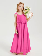 Chiffon Junior Bridesmaid Dresses Long Cascading Skirt Azalea