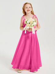 Chiffon Junior Bridesmaid Dresses Long Cascading Skirt Azalea