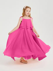 Chiffon Junior Bridesmaid Dresses Long Cascading Skirt Azalea