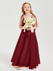 Chiffon Junior Bridesmaid Dresses Long Cascading Skirt Burgundy
