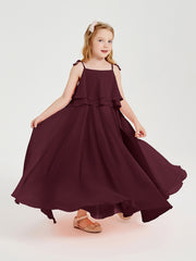Chiffon Junior Bridesmaid Dresses Long Cascading Skirt Cabernet