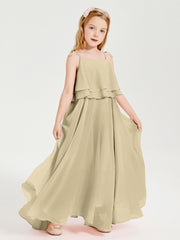 Chiffon Junior Bridesmaid Dresses Long Cascading Skirt Champagne