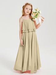 Chiffon Junior Bridesmaid Dresses Long Cascading Skirt Champagne