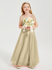 Chiffon Junior Bridesmaid Dresses Long Cascading Skirt Champagne