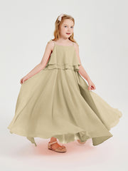 Chiffon Junior Bridesmaid Dresses Long Cascading Skirt Champagne