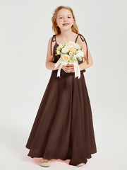 Chiffon Junior Bridesmaid Dresses Long Cascading Skirt Chocolate