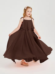 Chiffon Junior Bridesmaid Dresses Long Cascading Skirt Chocolate