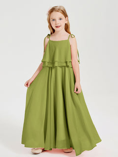 Chiffon Junior Bridesmaid Dresses Long Cascading Skirt Clover