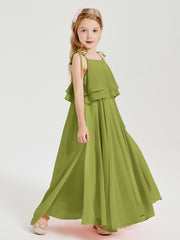 Chiffon Junior Bridesmaid Dresses Long Cascading Skirt Clover