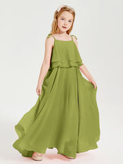 Chiffon Junior Bridesmaid Dresses Long Cascading Skirt Clover