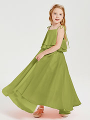 Chiffon Junior Bridesmaid Dresses Long Cascading Skirt Clover