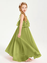Chiffon Junior Bridesmaid Dresses Long Cascading Skirt Clover