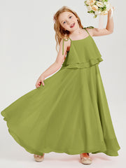 Chiffon Junior Bridesmaid Dresses Long Cascading Skirt Clover