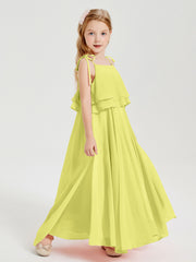 Chiffon Junior Bridesmaid Dresses Long Cascading Skirt Daffodil