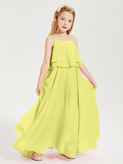 Chiffon Junior Bridesmaid Dresses Long Cascading Skirt Daffodil