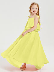 Chiffon Junior Bridesmaid Dresses Long Cascading Skirt Daffodil