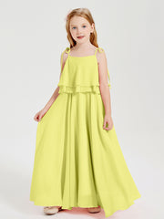 Chiffon Junior Bridesmaid Dresses Long Cascading Skirt Daffodil