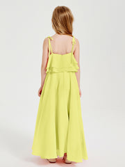 Chiffon Junior Bridesmaid Dresses Long Cascading Skirt Daffodil