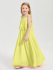 Chiffon Junior Bridesmaid Dresses Long Cascading Skirt Daffodil