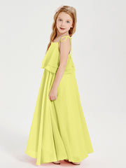 Chiffon Junior Bridesmaid Dresses Long Cascading Skirt Daffodil