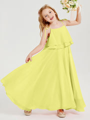 Chiffon Junior Bridesmaid Dresses Long Cascading Skirt Daffodil