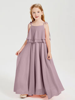 Chiffon Junior Bridesmaid Dresses Long Cascading Skirt Dusk