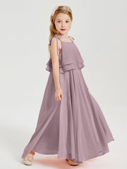 Chiffon Junior Bridesmaid Dresses Long Cascading Skirt Dusk