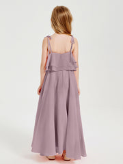 Chiffon Junior Bridesmaid Dresses Long Cascading Skirt Dusk