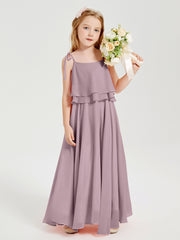 Chiffon Junior Bridesmaid Dresses Long Cascading Skirt Dusk