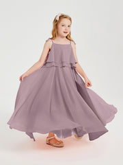 Chiffon Junior Bridesmaid Dresses Long Cascading Skirt Dusk