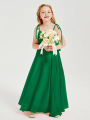 Chiffon Junior Bridesmaid Dresses Long Cascading Skirt Emerald