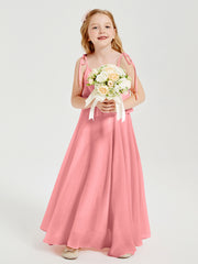 Chiffon Junior Bridesmaid Dresses Long Cascading Skirt Flamingo