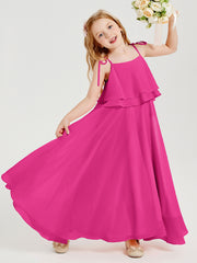 Chiffon Junior Bridesmaid Dresses Long Cascading Skirt Fuchsia