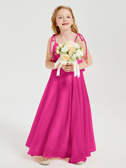Chiffon Junior Bridesmaid Dresses Long Cascading Skirt Fuchsia