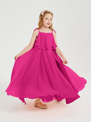 Chiffon Junior Bridesmaid Dresses Long Cascading Skirt Fuchsia