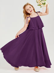 Chiffon Junior Bridesmaid Dresses Long Cascading Skirt Grape