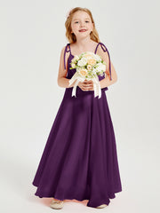 Chiffon Junior Bridesmaid Dresses Long Cascading Skirt Grape