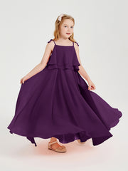 Chiffon Junior Bridesmaid Dresses Long Cascading Skirt Grape