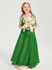 Chiffon Junior Bridesmaid Dresses Long Cascading Skirt Green