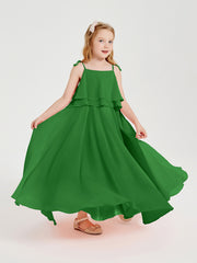 Chiffon Junior Bridesmaid Dresses Long Cascading Skirt Green