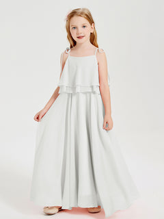 Chiffon Junior Bridesmaid Dresses Long Cascading Skirt Ivory