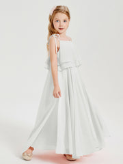 Chiffon Junior Bridesmaid Dresses Long Cascading Skirt Ivory