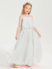 Chiffon Junior Bridesmaid Dresses Long Cascading Skirt Ivory