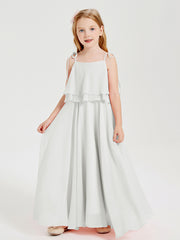 Chiffon Junior Bridesmaid Dresses Long Cascading Skirt Ivory