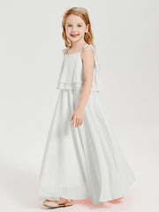 Chiffon Junior Bridesmaid Dresses Long Cascading Skirt Ivory