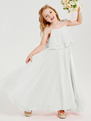 Chiffon Junior Bridesmaid Dresses Long Cascading Skirt Ivory