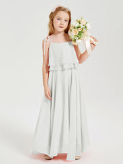 Chiffon Junior Bridesmaid Dresses Long Cascading Skirt Ivory