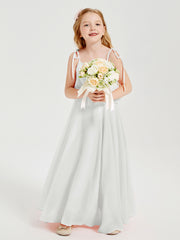Chiffon Junior Bridesmaid Dresses Long Cascading Skirt Ivory